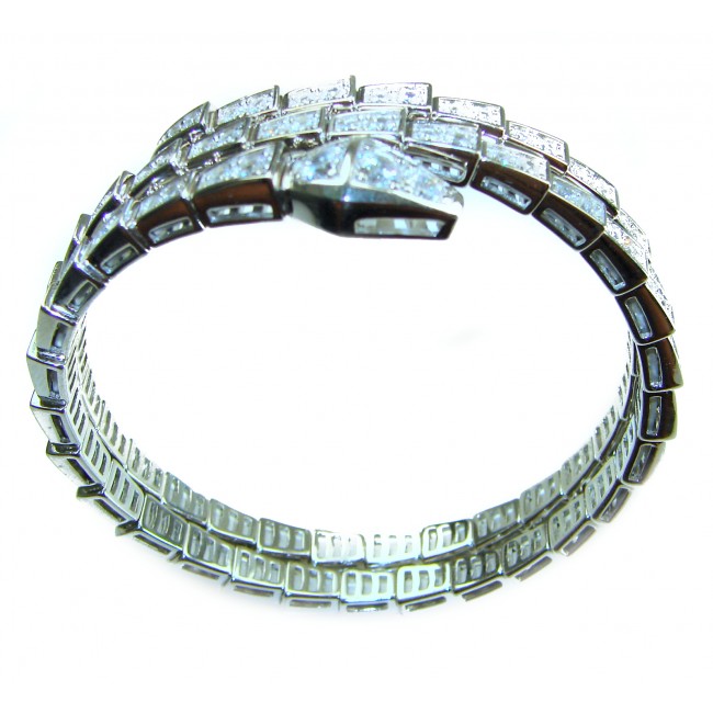 Precious Snake Genuine 55.5 carat White Topaz .925 Sterling Silver handcrafted spinal Bracelet