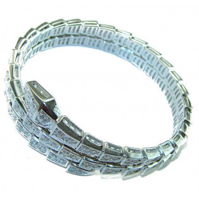 Precious Snake Genuine 55.5 carat White Topaz .925 Sterling Silver handcrafted spinal Bracelet