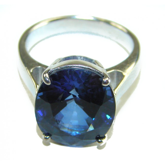 Nautilus 10.8 carat London Blue Topaz .925 Sterling Silver handcrafted Ring size 7 - photo 2