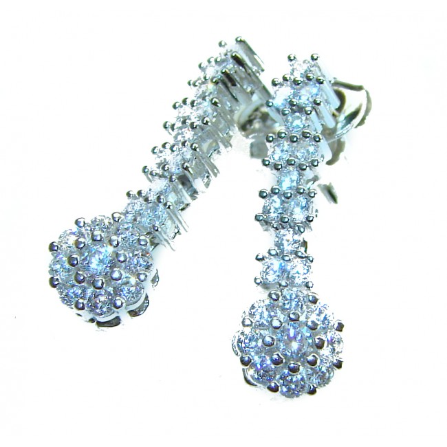 Art Deco 5.2 carat White Topaz .925 Sterling Silver handcrafted earrings - photo 2