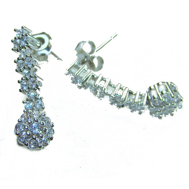 Art Deco 5.2 carat White Topaz .925 Sterling Silver handcrafted earrings - photo 1