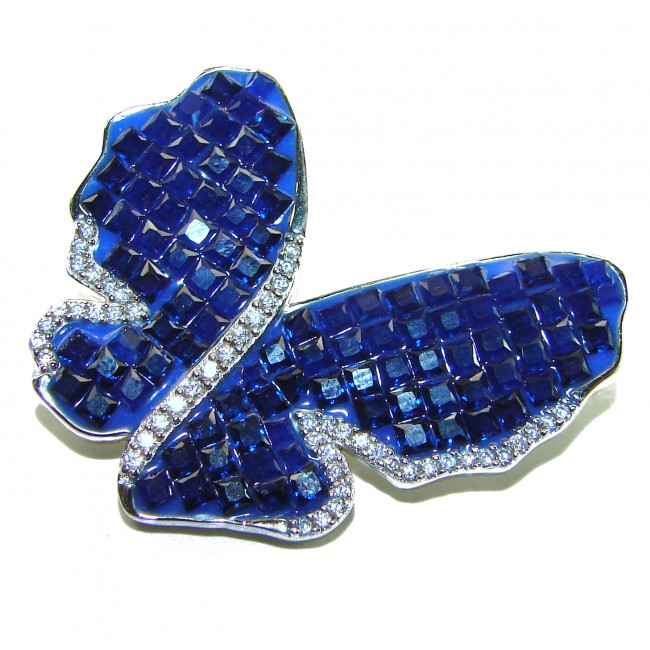 Butterfly - Vintage Design - 27.2 carat Sapphire .925 Sterling Silver handcrafted Brooch - photo 1