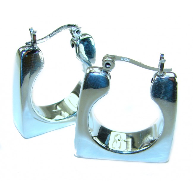 LARGE - EXTRAVAGANZA - Highly Polished Fancy .925 Sterling Silver Italy made Earrings - photo 3