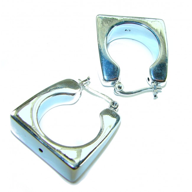 LARGE - EXTRAVAGANZA - Highly Polished Fancy .925 Sterling Silver Italy made Earrings - photo 1
