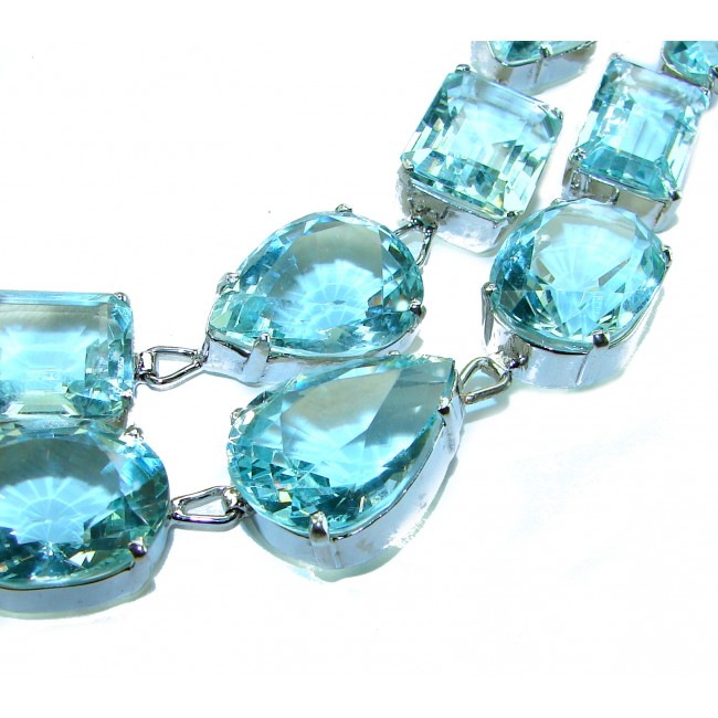 Bianca authentic 168.5 carat Aquamarine from Mozambique .925 Sterling Silver handcrafted necklace