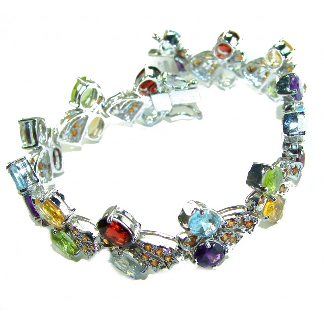 One of the kind 48.5 carat genuine Multigem Rhodium over .925 Sterling Silver Bracelet
