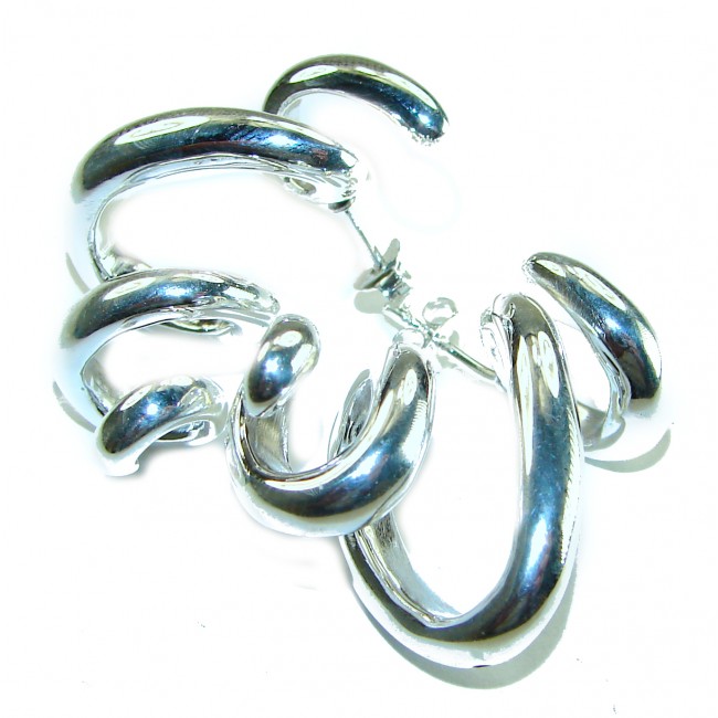 Spiral Italy made .925 Sterling Silver handcrafted Earrings - photo 2