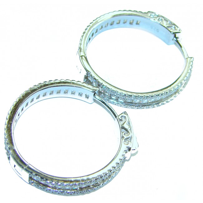 Allure Natural 8.2 carat White Topaz .925 Sterling Silver handcrafted hoop earrings - photo 1