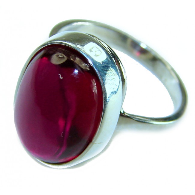 Bella Rosa Genuine 10.5 CARAT Star Ruby .925 Sterling Silver Large Statement Ring size 8 1/4 - Close-up of Bella Rosa 10.5 carat star ruby ring in sterling silver.