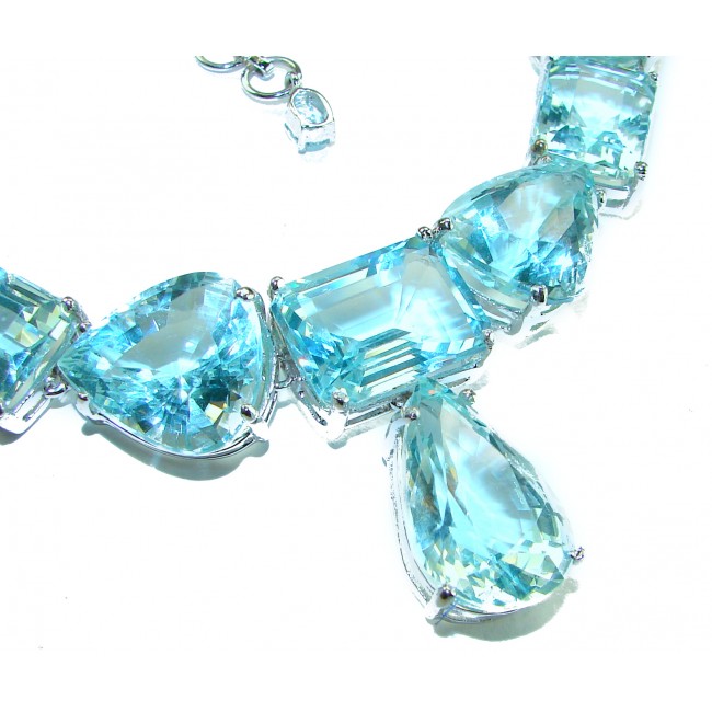 Julia authentic 198.5 carat Aquamarine from Mozambique .925 Sterling Silver handcrafted necklace