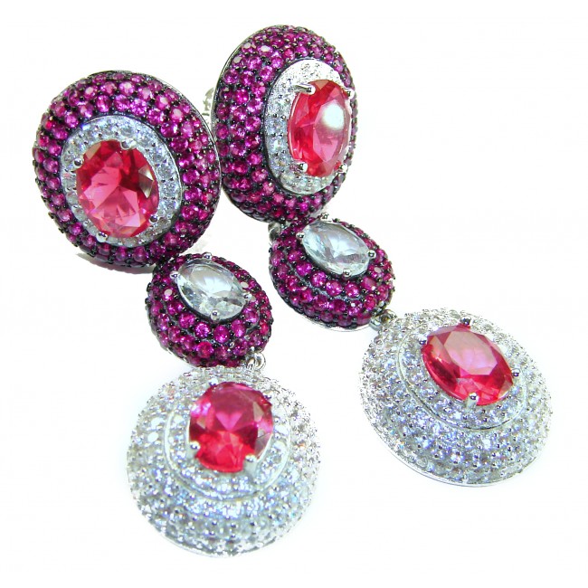 Luxurious authentic 8.2 carat Brazilian Pink Tourmaline .925 Sterling Silver handcrafted earrings
