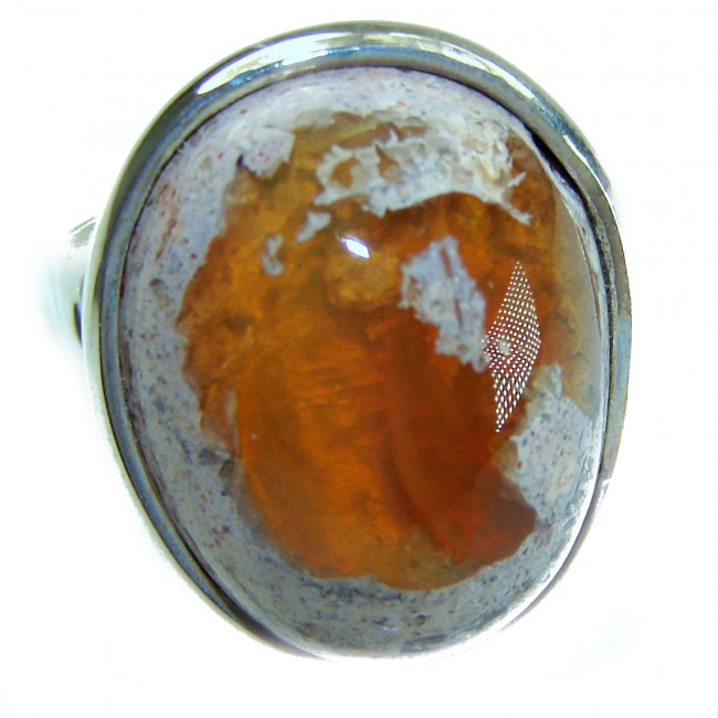 Orange Galaxy best quality 26.4 carat Mexican Opal .925 Sterling Silver handmade ring 9