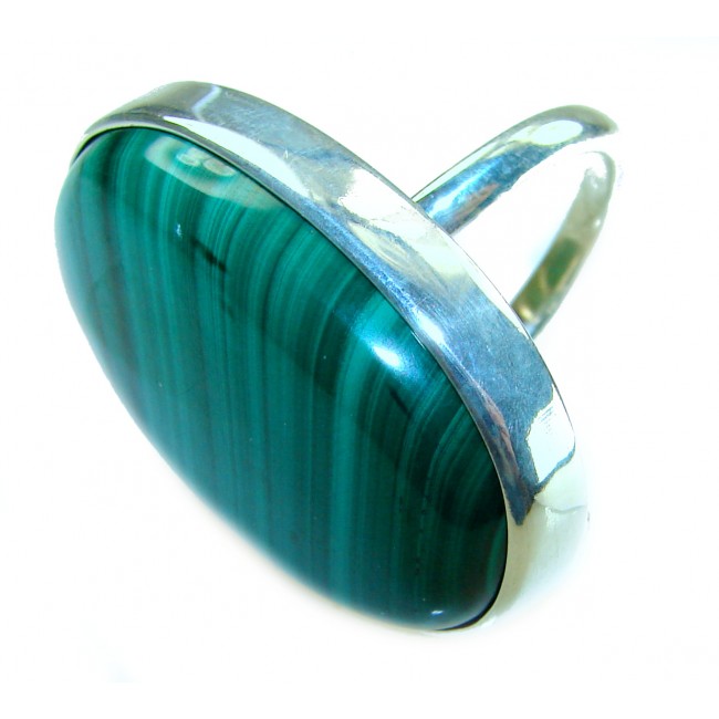 39.2 CARAT genuine Malachite from Utah .925 Sterling Silver handcrafted ring size 8 adjustable