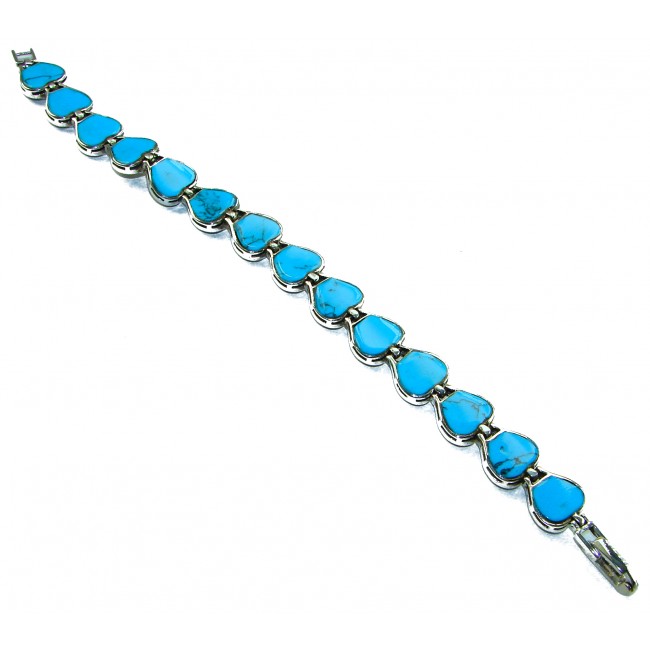 Fantastic inlay Turquoise Marcasite .925 Silver handmade double-sided Bracelet