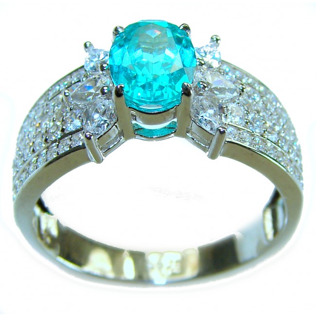 Wonderland 2.4 carat Paraiba Tourmaline .925 Sterling Silver Handcrafted Ring size 9