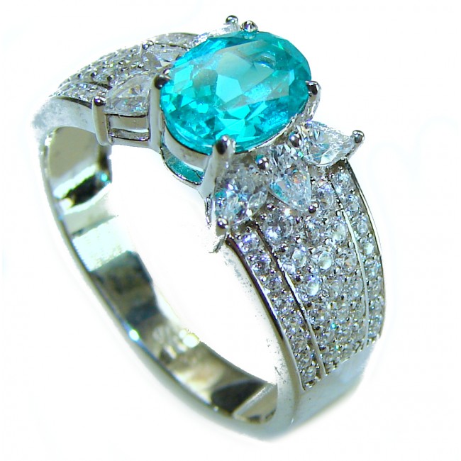 Wonderland 2.4 carat Paraiba Tourmaline .925 Sterling Silver Handcrafted Ring size 9