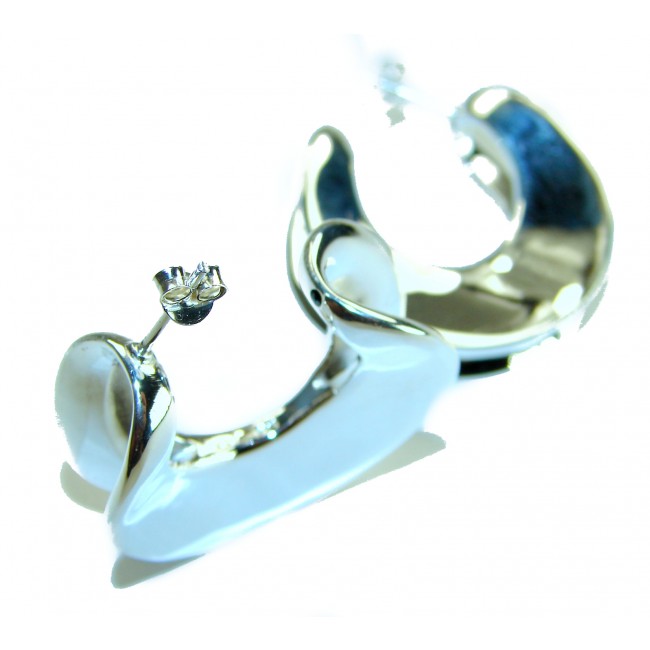LARGE - EXTRAVAGANZA - Highly Polished Fancy .925 Sterling Silver Italy made Earrings - photo 1