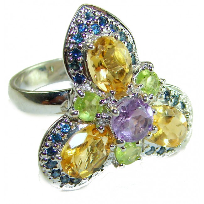 Golden Treasure 6.5 carat Citrine .925 Sterling Silver Handcrafted Ring size 7