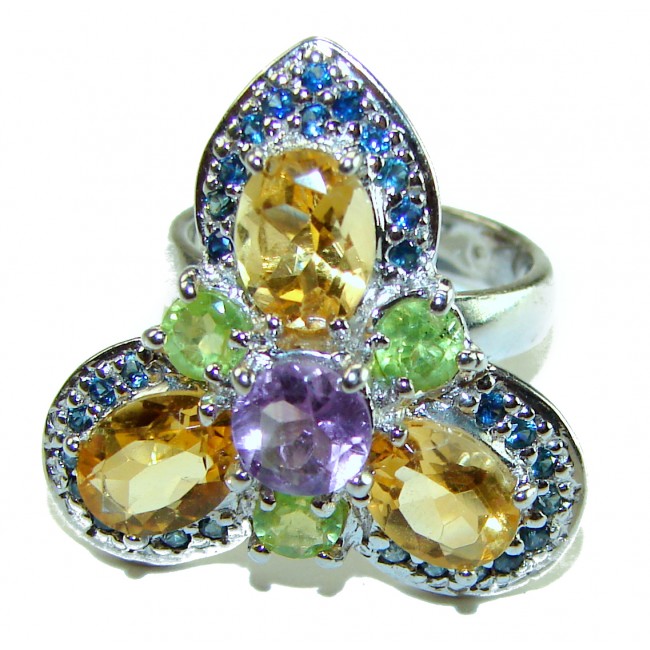 Golden Treasure 6.5 carat Citrine .925 Sterling Silver Handcrafted Ring size 7