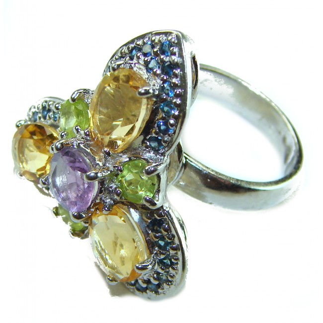 Golden Treasure 6.5 carat Citrine .925 Sterling Silver Handcrafted Ring size 7