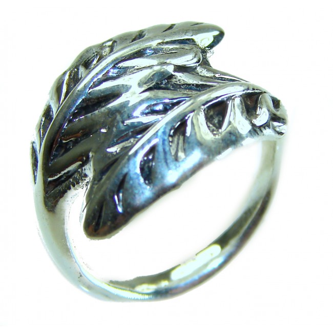 Casablanca Italy made .925 Sterling Silver brilliantly handcrafted ring s. 7 3/4 - Sterling silver leaf ring side view, Casablanca Italy made .925