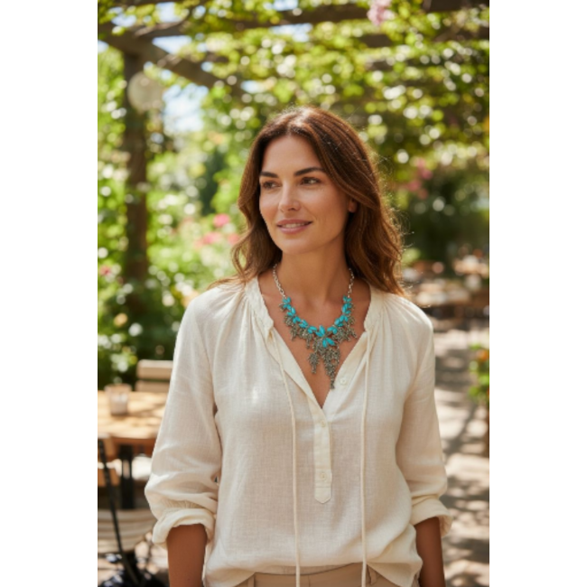 HUGE 77.9 grams Seven Butterflies design genuine Turquoise .925 Sterling Silver handcrafted Necklace