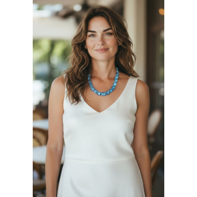 Seaside 265.5 carat Swiss Blue Topaz .925 Sterling Silver handmade Large Statement necklace