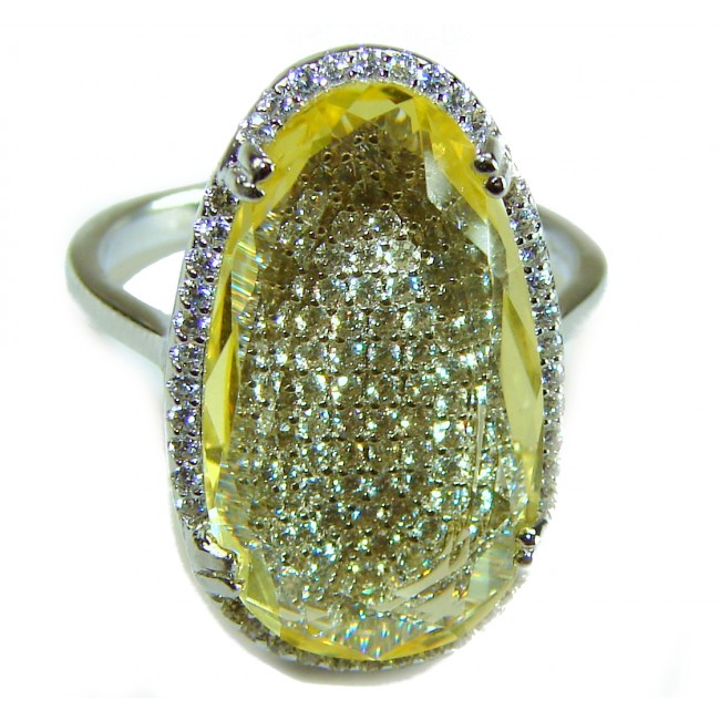 Golden Treasure 12.5 carat Citrine .925 Sterling Silver Handcrafted Ring size 8