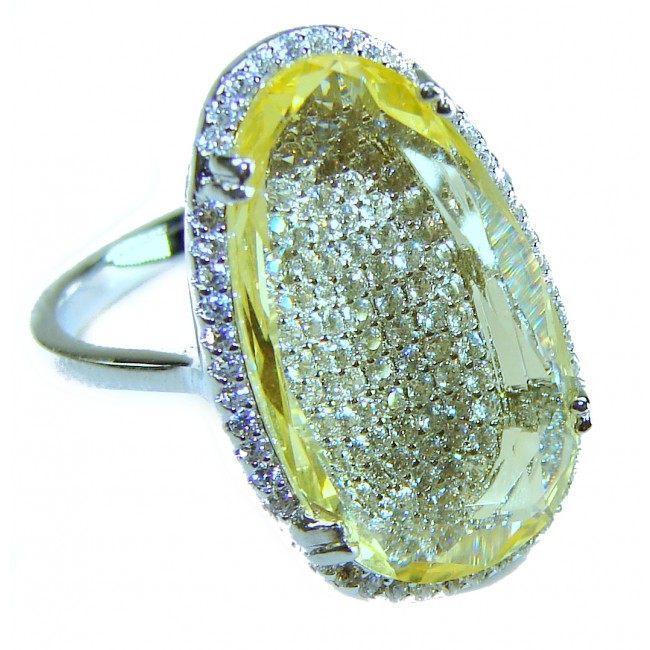 Golden Treasure 12.5 carat Citrine .925 Sterling Silver Handcrafted Ring size 8