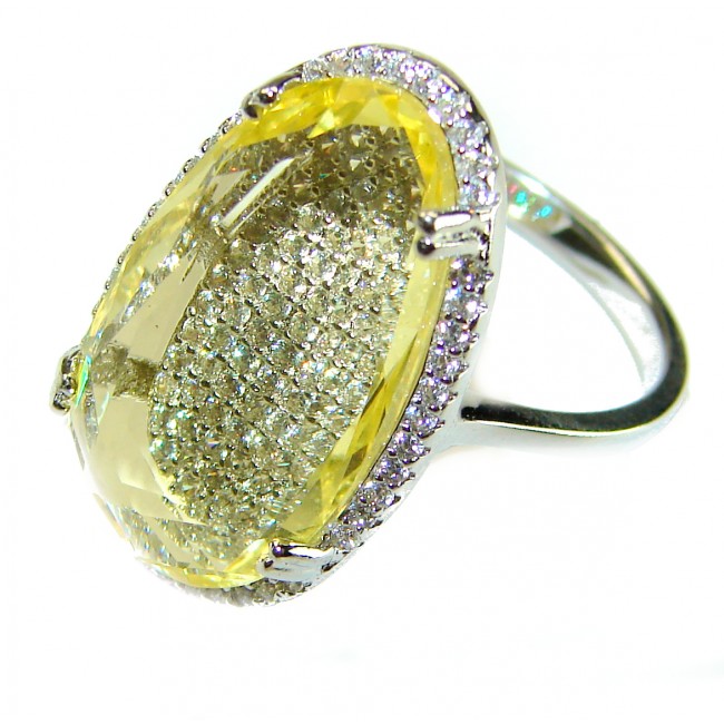 Golden Treasure 12.5 carat Citrine .925 Sterling Silver Handcrafted Ring size 8