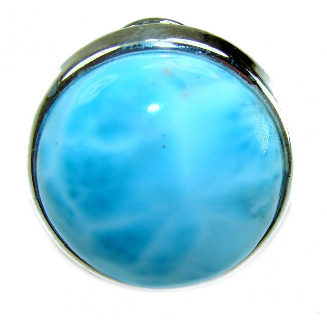 Caribbean Beauty 29.5 carat Genuine perfectly Blue Larimar .925 Sterling Silver handmade LARGE ring size 8 adjustable