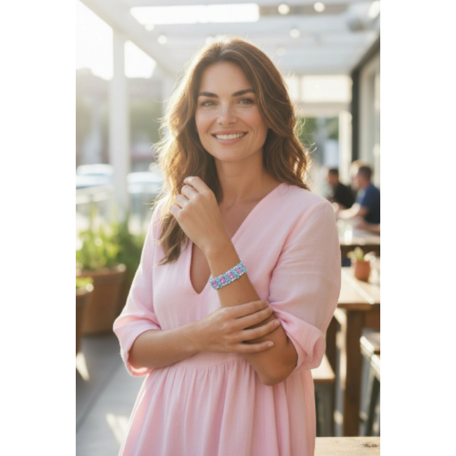 Tiffany - Magnificent 245.5 carat Pink Sapphire Swiss Blue Topaz .925 Sterling Silver handcrafted Heavy Bracelet