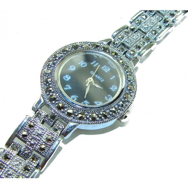 Precious 59.8 carat MARCASITE .925 Sterling Silver handmade Bracelet - Watch
