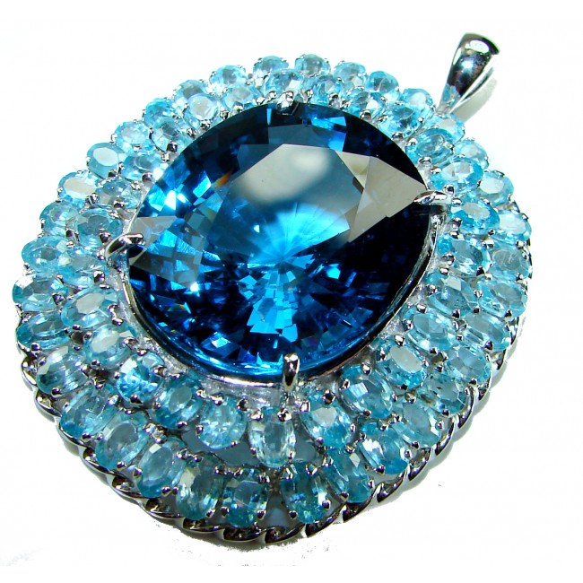 Pacifica - 44.5 carat London Blue Topaz .925 Sterling Silver handmade Pendant - Brooch