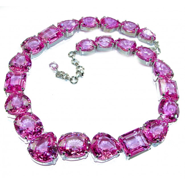 Tiffany - Magnificent Pink 354.5 carat Pink Sapphire .925 Sterling Silver handcrafted Large Statement necklace, 186.8 grams