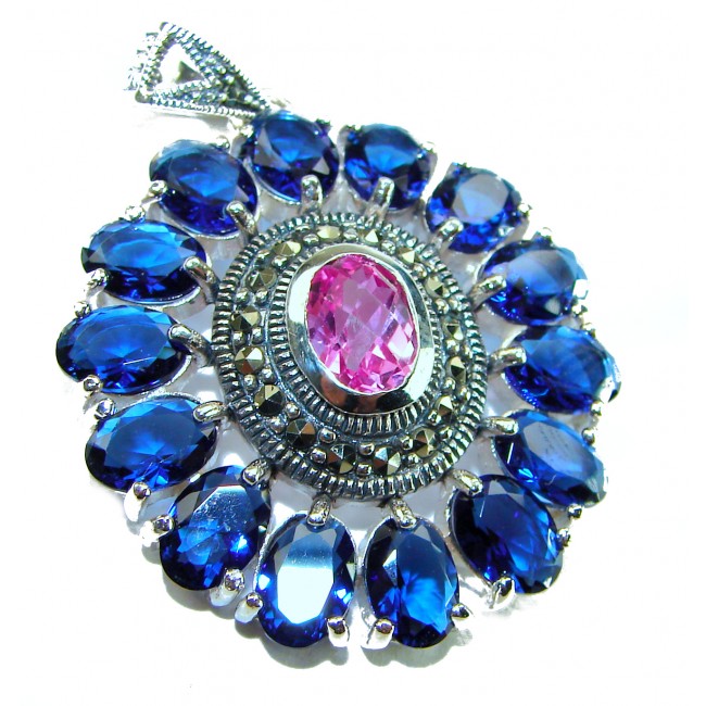 Deluxe 10.2 carat Pink Sapphire Kyanite .925 Sterling Silver handmade Pendant