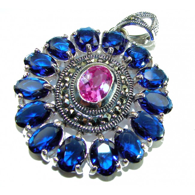 Deluxe 10.2 carat Pink Sapphire Kyanite .925 Sterling Silver handmade Pendant