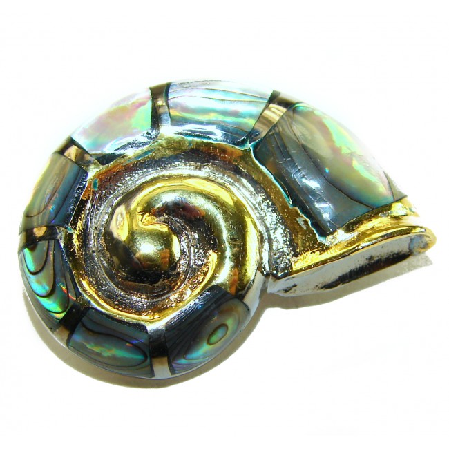 Gift of the Sea Natural Rainbow Abalone 18K Gold over .925 Sterling Silver handmade Pendant