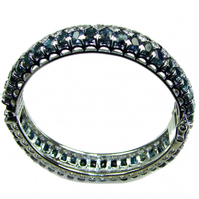 Splendid Precious Natural 85.5 carat Sapphire .925 Sterling Silver Bangle bracelet