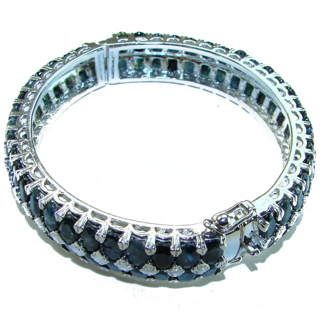 Splendid Precious Natural 85.5 carat Sapphire .925 Sterling Silver Bangle bracelet