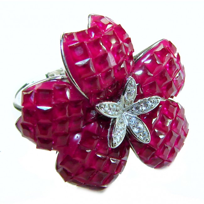 Spectacular Authentic 16.3 carat Ruby .925 Sterling Silver handmade Cocktail Ring s. 7