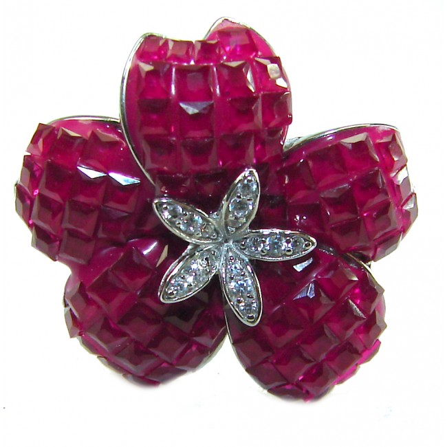 Spectacular Authentic 16.3 carat Ruby .925 Sterling Silver handmade Cocktail Ring s. 7