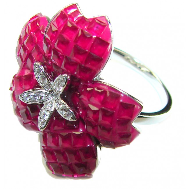 Spectacular Authentic 16.3 carat Ruby .925 Sterling Silver handmade Cocktail Ring s. 7