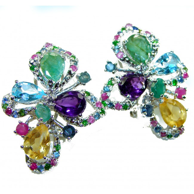 Giovanna - Authentic 19.5 carat Multigem rhodium over .925 Sterling Silver handcrafted earrings