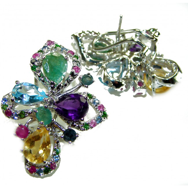 Giovanna - Authentic 19.5 carat Multigem rhodium over .925 Sterling Silver handcrafted earrings
