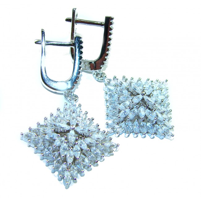Allure Natural 16.2 carat White Topaz .925 Sterling Silver handcrafted earrings - photo 3