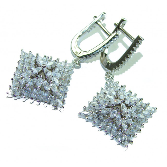 Allure Natural 16.2 carat White Topaz .925 Sterling Silver handcrafted earrings - photo 2