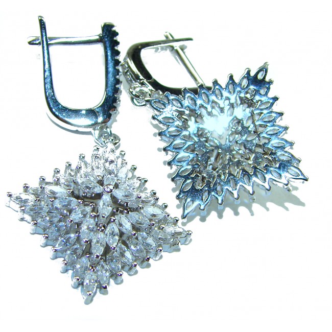 Allure Natural 16.2 carat White Topaz .925 Sterling Silver handcrafted earrings - photo 1
