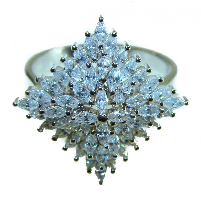 LUXURIOUS 5.2 carat White Topaz .925 Sterling Silver handcrafted Ring s. 8 1/4