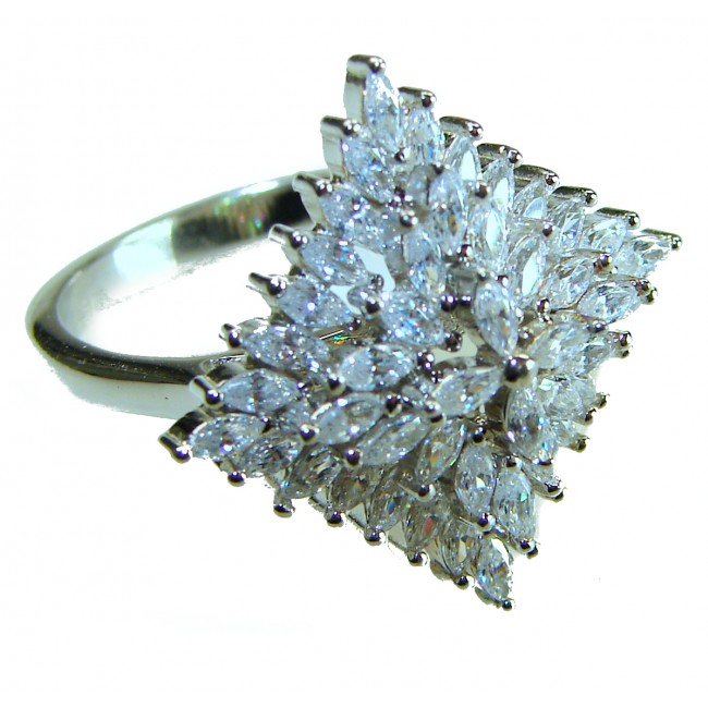 LUXURIOUS 5.2 carat White Topaz .925 Sterling Silver handcrafted Ring s. 8 1/4